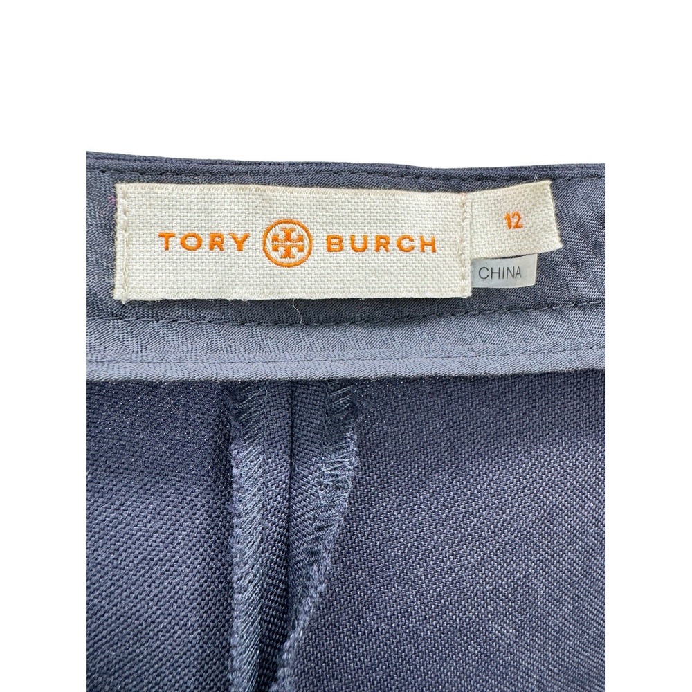 Tory Burch Women Size 12 Navy Wool Blend Wide Leg Crop Pants Career Dress‎ Work - Picture 4 of 7